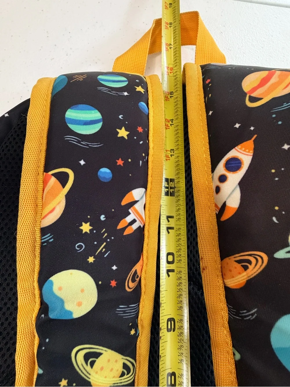 Kids Space Rocket Backpack - Black with Multi-Color Planets